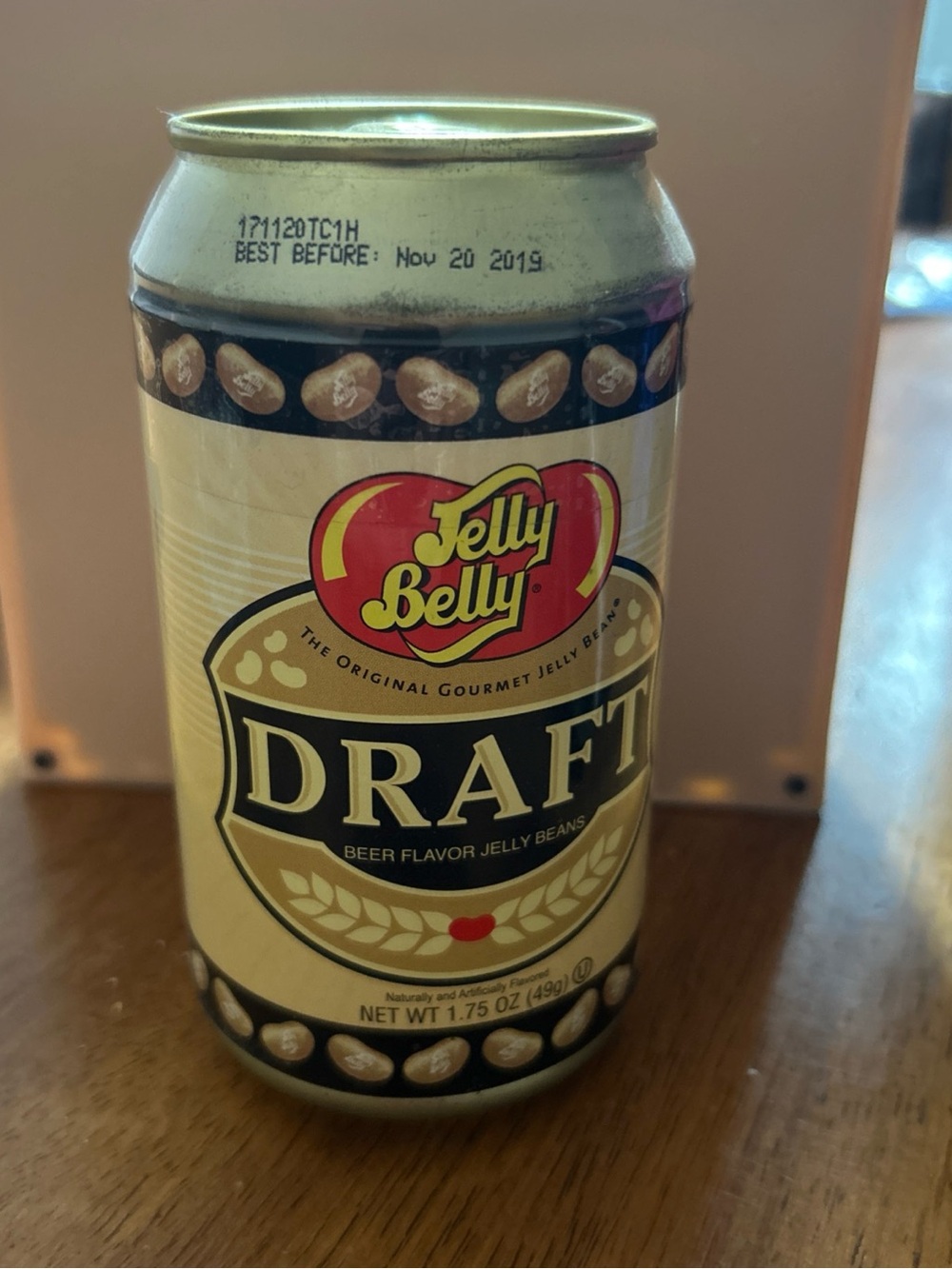 New in Can Jelly Belly Draft Beer Flavor Jelly Beans - Cream & Gold Can. Expired